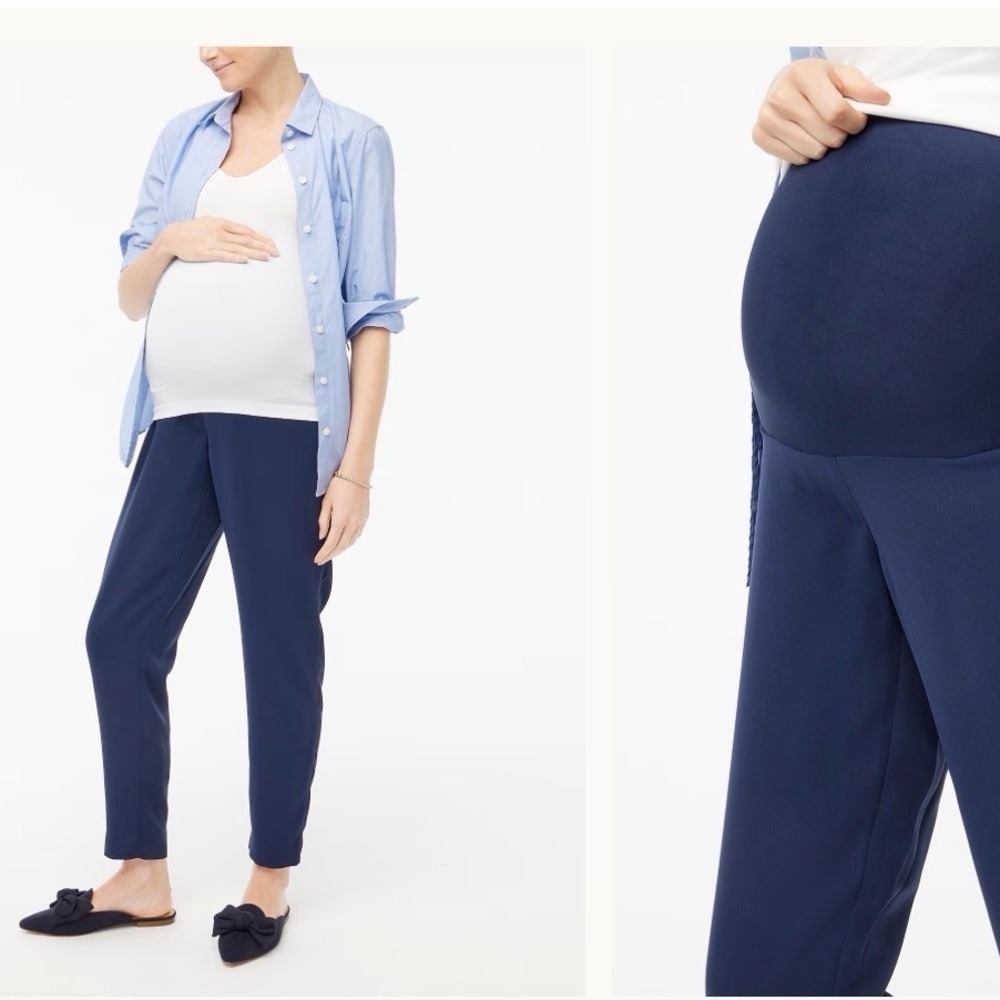 J.Crew Jamie Straight Leg Maternity Dress Pants 14 Navy Blue Adjustable Office